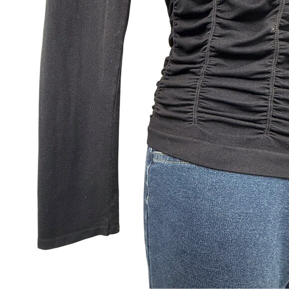 Last Tango Black Fitted Top Stretchy Ruched Detail No Seams Long Sleeve - Picture 7 of 16